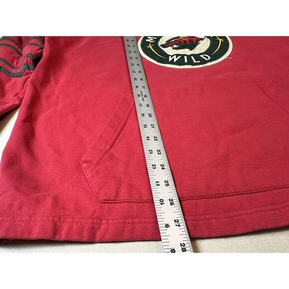 CCM Minnesota Wild Lace up Hoodie NHL Hockey Vintage Mens Large Faded Red Green - Picture 11 of 12